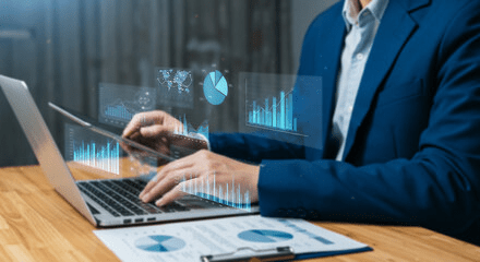 Financial Data Analysis_ A dedicated business analyst immersed in intricate financial data, meticulously examining charts, graphs_