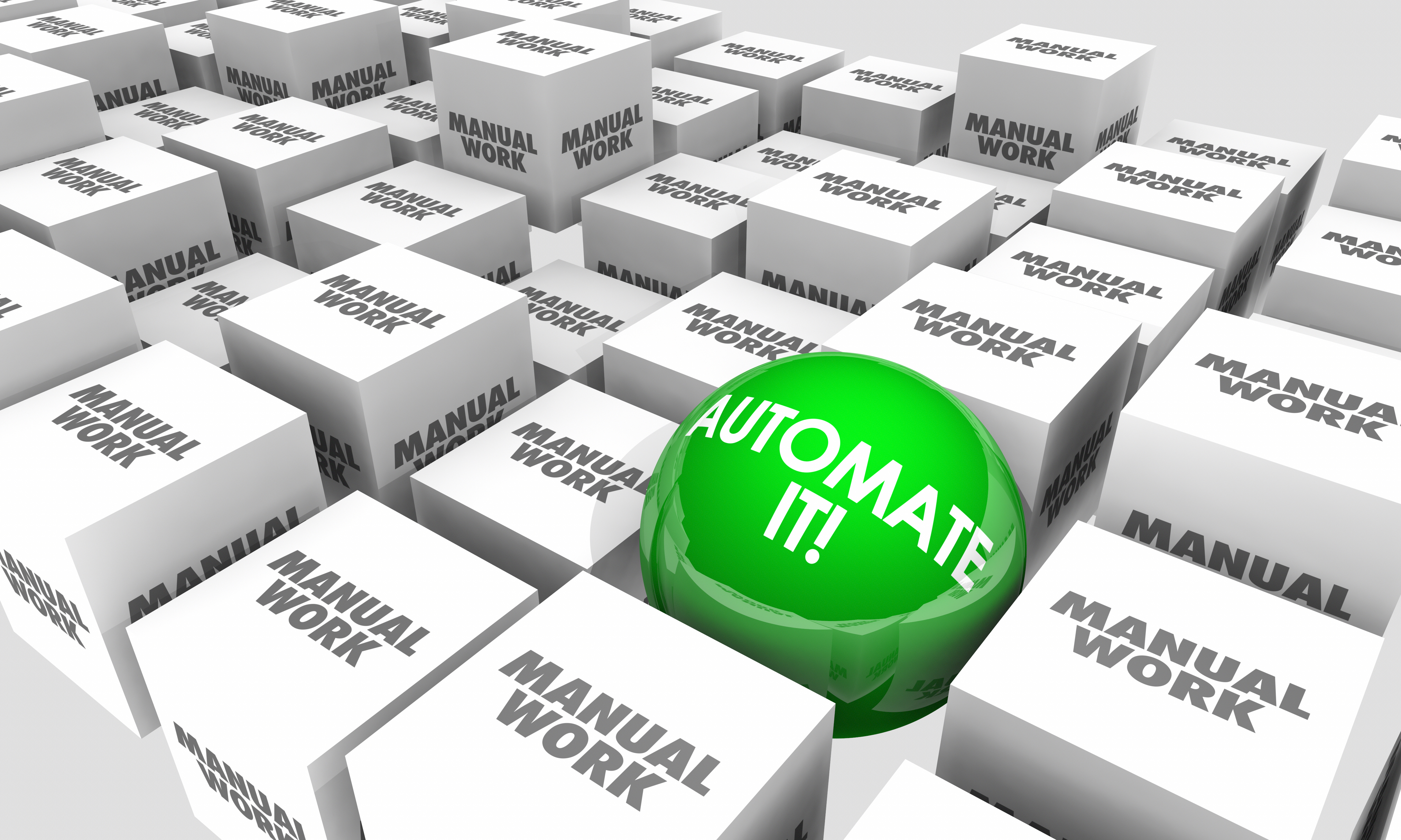 Automate It Vs Manual Work Automation Tasks Sphere Cubes 3d Illu